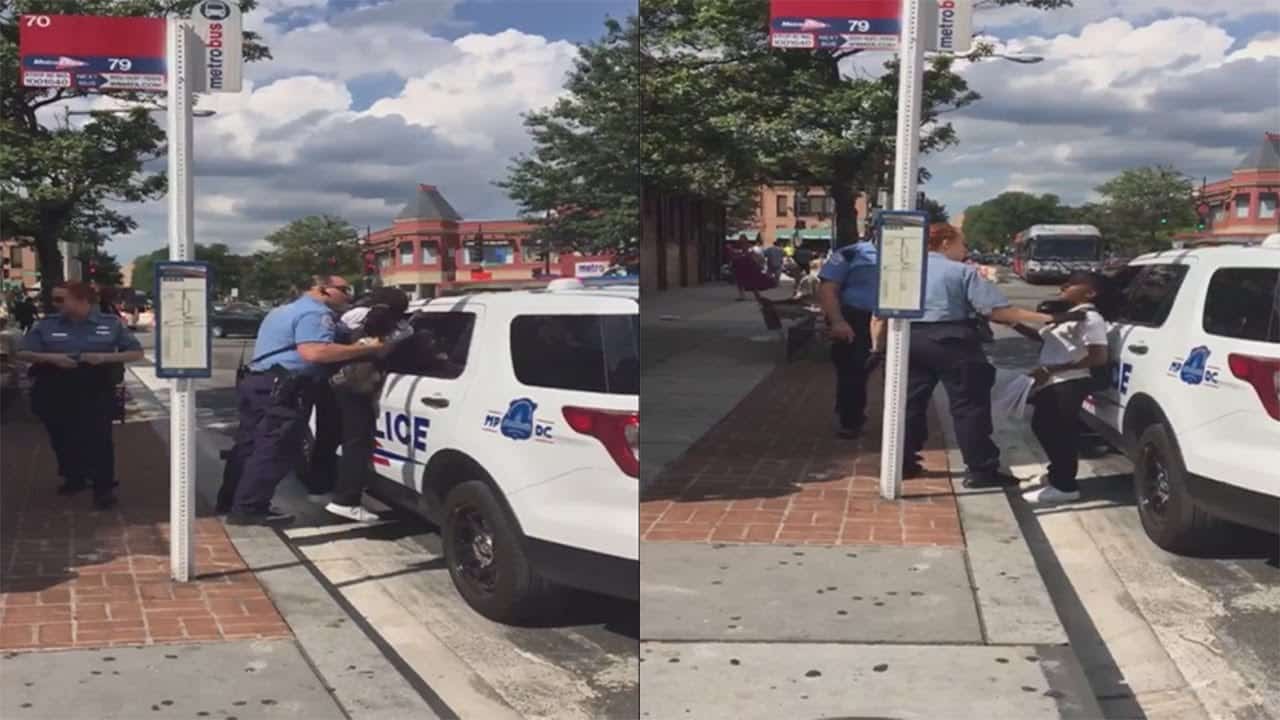 Cowardly DC Metro Cop Jacks Up Little Girl Against Police Car 1