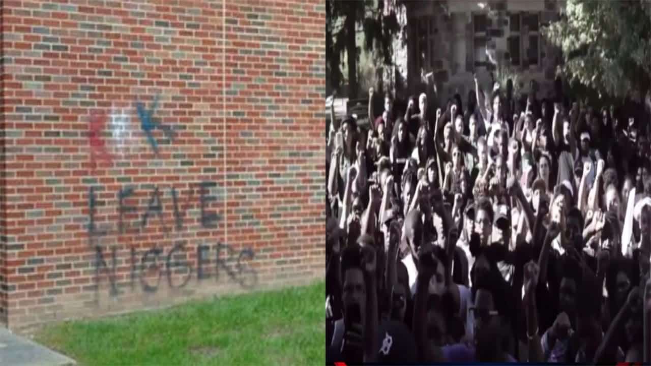 East Michigan Univ Students Protest After White Supremacist Tag "KKK Leave Niggers" On Building 1