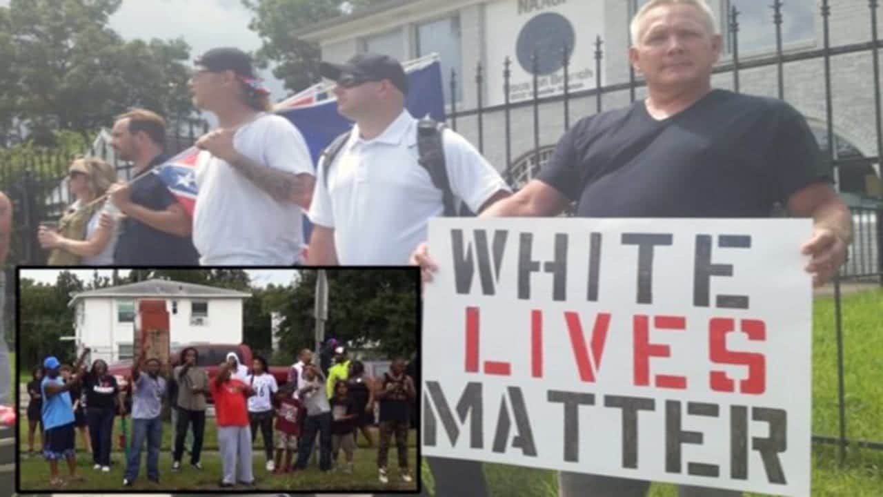 "White Lives Matter" Group Protest In Front Of Houston NAACP 1